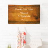 Banderoles Mariage campagnard en bois de grange Faux Rustic (En situation)