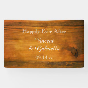 Banderoles Mariage campagnard en bois de grange Faux Rustic