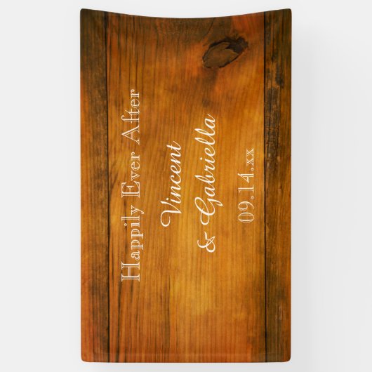 Banderoles Mariage campagnard en bois de grange Faux Rustic (Vertical)