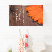 Banderoles Mariage campagnard rustique en bois d'orange (En situation)
