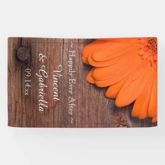 Banderoles Mariage campagnard rustique en bois d'orange (Horizontal)