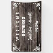 Banderoles Mariage campagnard rustique Vintage en bois Accuei (Vertical)