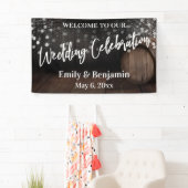 Banderoles Mariage Célébration du tonneau de bois rustique et (En situation)