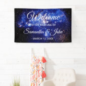 Banderoles Mariage céleste des étoiles bleues et blanches (En situation)