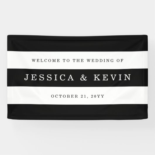 Banderoles Mariage Chic Black Stripes (Horizontal)