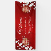Banderoles Mariage chinois en fleurs de cerisier blanc (Vertical)