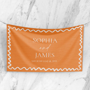 Banderoles Mariage Citron Ondulé Fantaisiste Orange