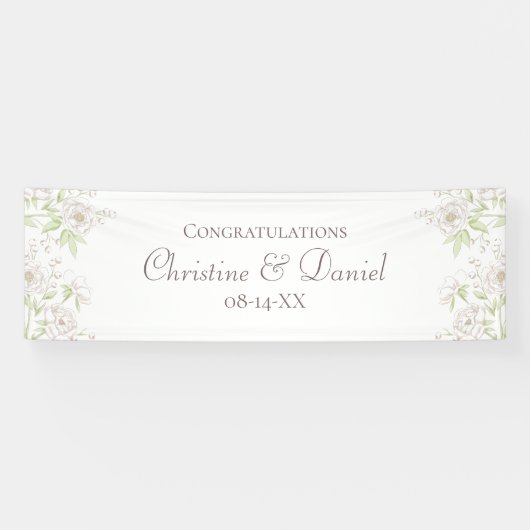 Banderoles Mariage Classique Rose Blanche (Horizontal)