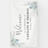 Banderoles mariage d'accueil floral bleu clair (Vertical)