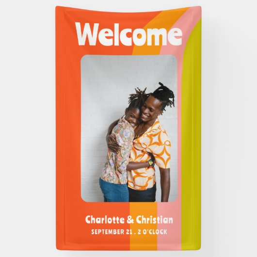 Banderoles Mariage d'accueil Gras Retro Citrus (Vertical)