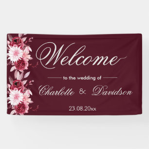 Banderoles Mariage d'accueil rouge Bourgogne bleu rose