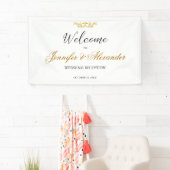 Banderoles Mariage d'accueil simple et modifiable en or blanc (En situation)