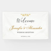 Banderoles Mariage d'accueil simple et modifiable en or blanc (Horizontal)