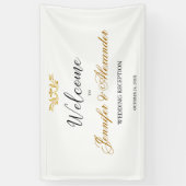Banderoles Mariage d'accueil simple et modifiable en or blanc (Vertical)