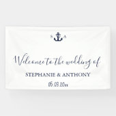 Banderoles Mariage d'Ancre bleu marine Monogram (Horizontal)