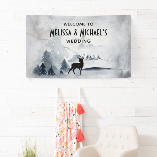 Banderoles Mariage d'aquarelle gris-rustique (En situation)