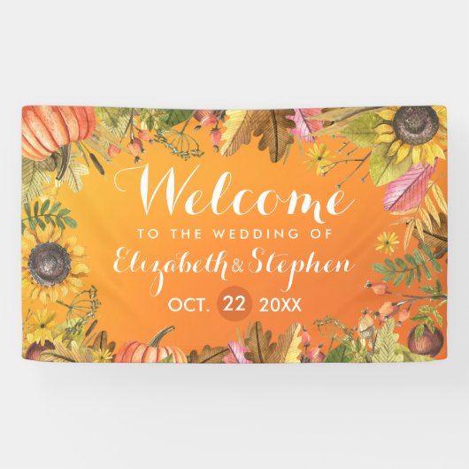 Banderoles Mariage de automne Bienvenue Automne Maple Feuille (Horizontal)