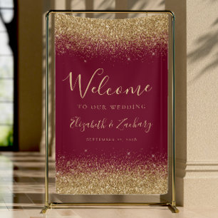 Banderoles Mariage de bienvenue en bordeaux avec paillettes d
