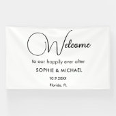 Banderoles Mariage de bienvenue noir blanc (Horizontal)