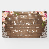 Banderoles Mariage de bienvenue Rustique rose (Horizontal)