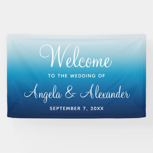 Banderoles Mariage de bord de mer Sky et Ocean Blue Gradient (Horizontal)