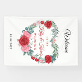 Banderoles Mariage de coeur de Rose rouge (Horizontal)