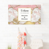 Banderoles Mariage de design en marbre rose or Rose de luxe (En situation)