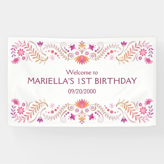 Banderoles Mariage de douche Fiesta Rose Anniversaire (Horizontal)