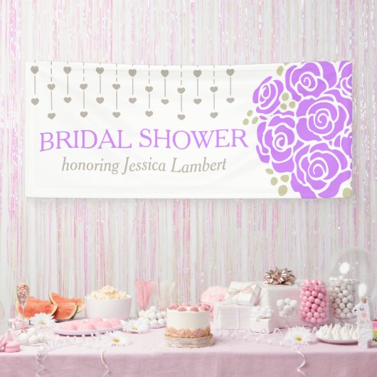 Banderoles Mariage de douche nuptiale violet nom de la person (Fête)
