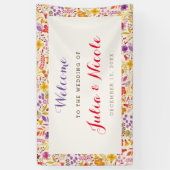 Banderoles Mariage de feuillage de Fleur sauvage Boho violet  (Vertical)