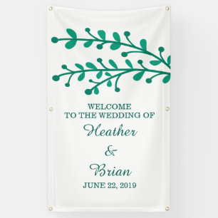 Banderoles Mariage de feuillage simple vert
