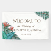 Banderoles Mariage de fleurs exotiques tropicales (Horizontal)