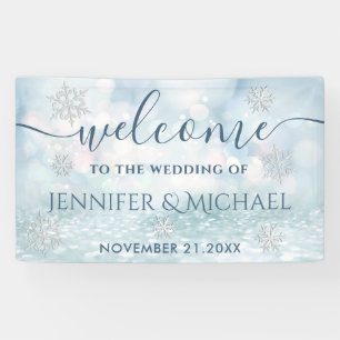Banderoles Mariage de flocon d'hiver romantique branché