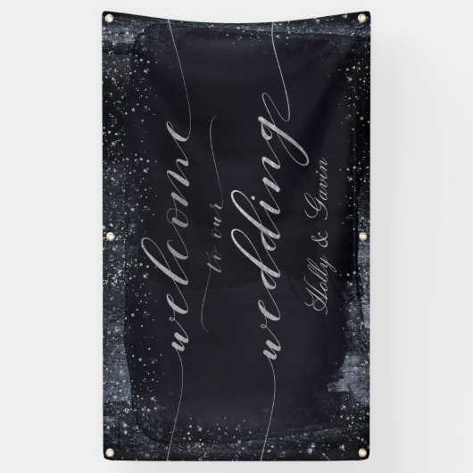 Banderoles Mariage de nuit Silver Starry (Vertical)