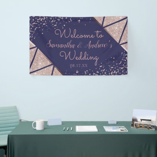 Banderoles Mariage de Parties scintillant Gold Confetti Rose (Salon professionnel)