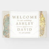 Banderoles Mariage de Parties scintillant moderne Iridescente (Horizontal)