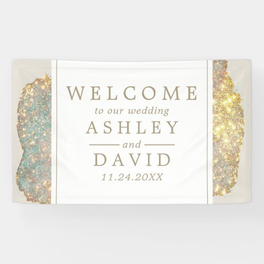 Banderoles Mariage de Parties scintillant moderne Iridescente (Horizontal)