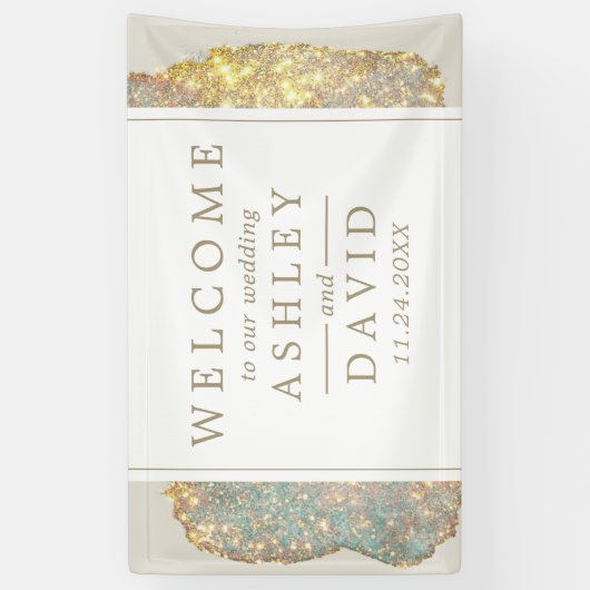 Banderoles Mariage de Parties scintillant moderne Iridescente (Vertical)