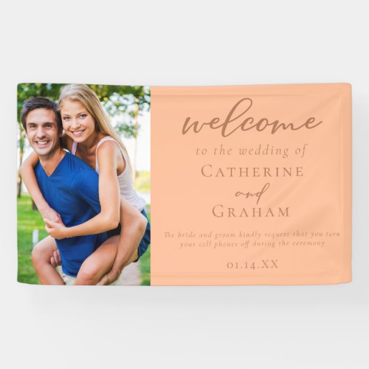 Banderoles Mariage de pêche douce Couple photo Bienvenue (Horizontal)