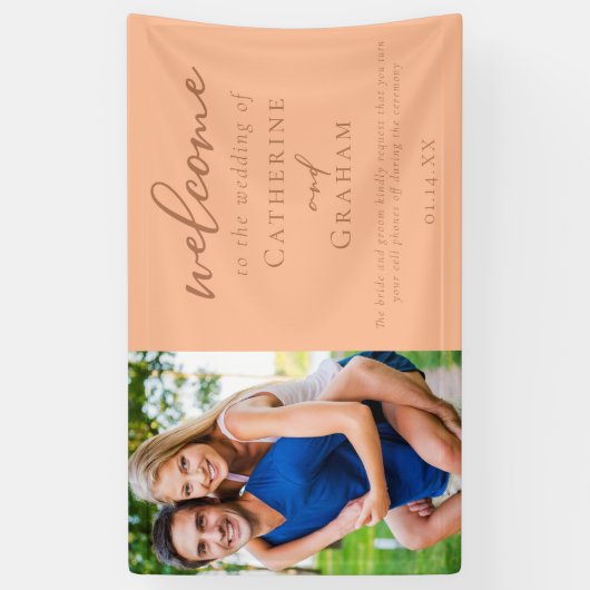 Banderoles Mariage de pêche douce Couple photo Bienvenue (Vertical)