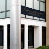 Banderoles Mariage de script bleu et or de la marine moderne  (Bâtiment extérieur)