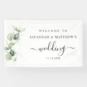Banderoles Mariage de script botanique Eucalyptus Greenery (Horizontal)