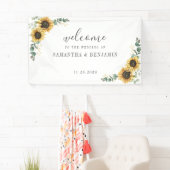 Banderoles Mariage de script de tournesol floral Eucalyptus (En situation)