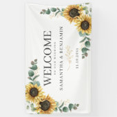 Banderoles Mariage de script de tournesol floral Eucalyptus B (Vertical)