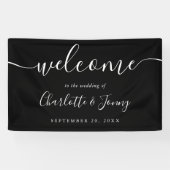 Banderoles Mariage de script noir et blanc (Horizontal)