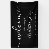 Banderoles Mariage de script noir et blanc (Vertical)