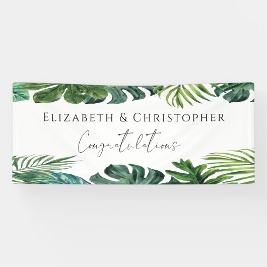 Banderoles Mariage des Félicitations de l'île Feuille tropica (Horizontal)