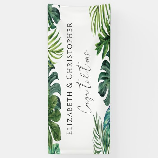 Banderoles Mariage des Félicitations de l'île Feuille tropica (Vertical)