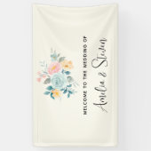 Banderoles Mariage élégant de bouquet rose et bleu (Vertical)