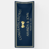 Banderoles Mariage élégant de la marine et de l'or Félicitati (Vertical)